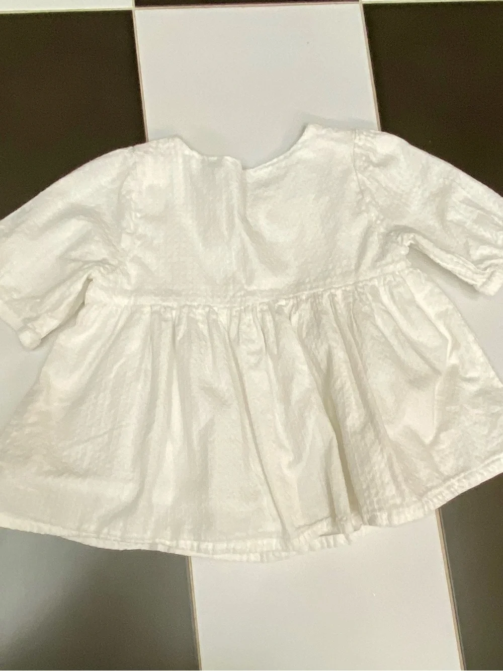 OshKosh B'gosh White Cottagecore Peplum Top with Floral Embroidery